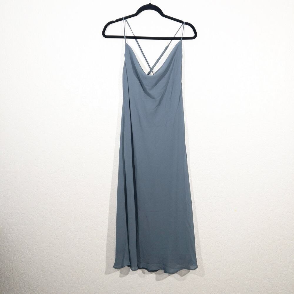 Show Me Your MuMu Slate Blue Slip Midi Dress - Picture 2 of 10